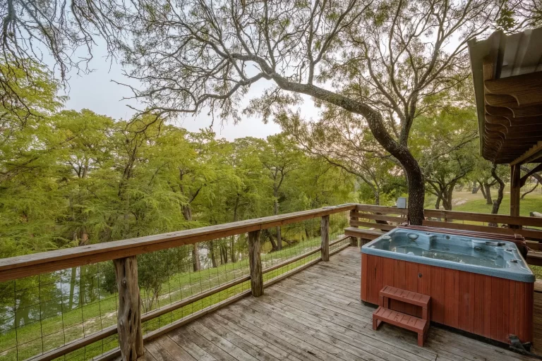 a hot tub on a patio