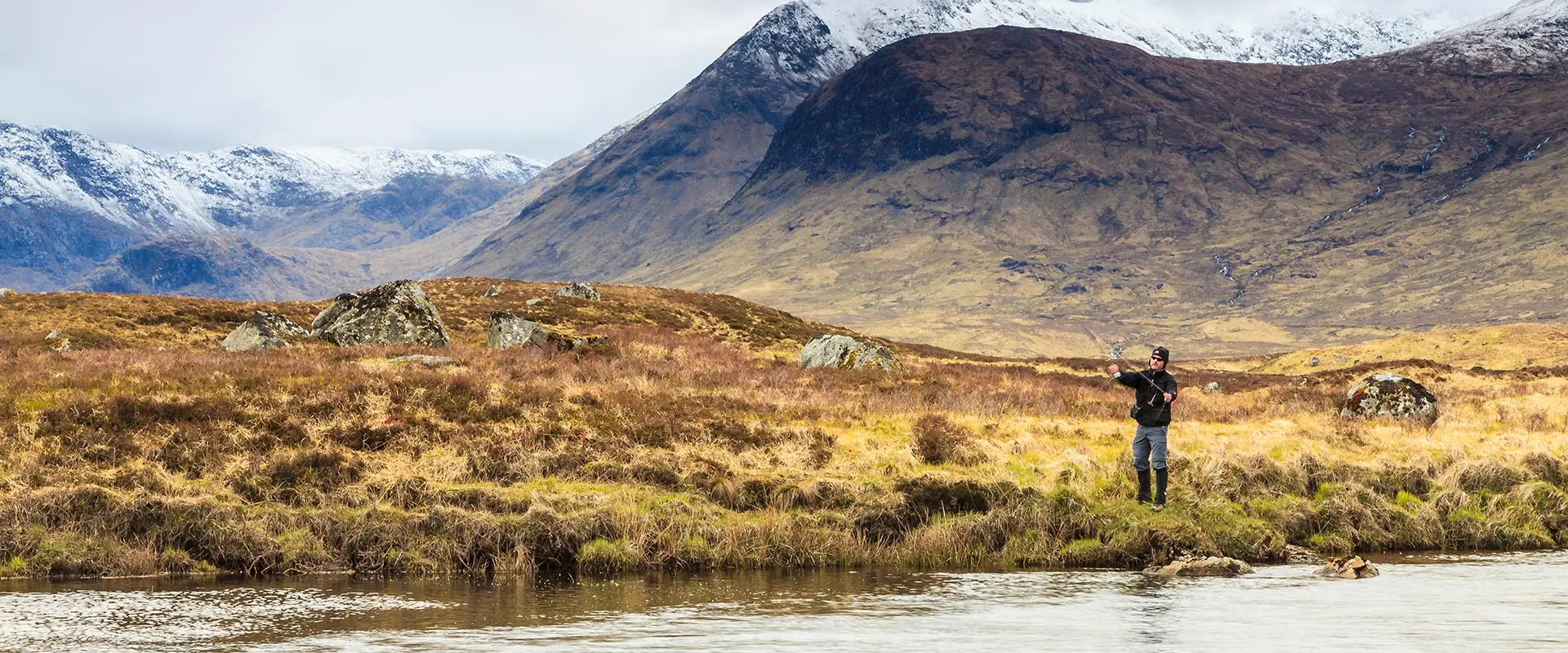 man fishing in open river